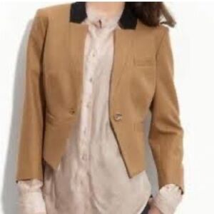 Trouvé Cropped Wool Blazer, tan/black